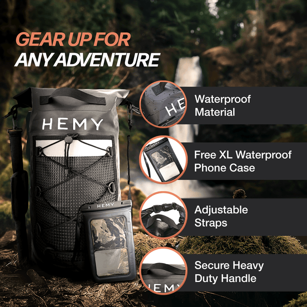 HEMY Waterproof Dry Bag 20L with Bonus Waterproof Phone Case